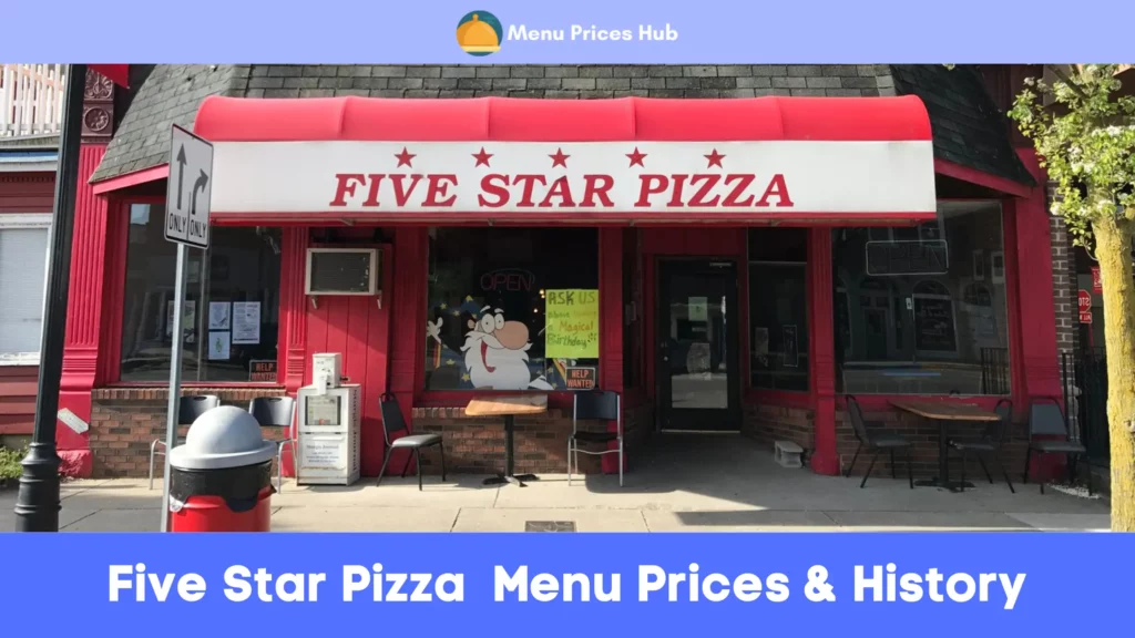 five star pizza menu prices history