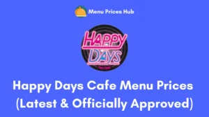 happy days cafe menu prices