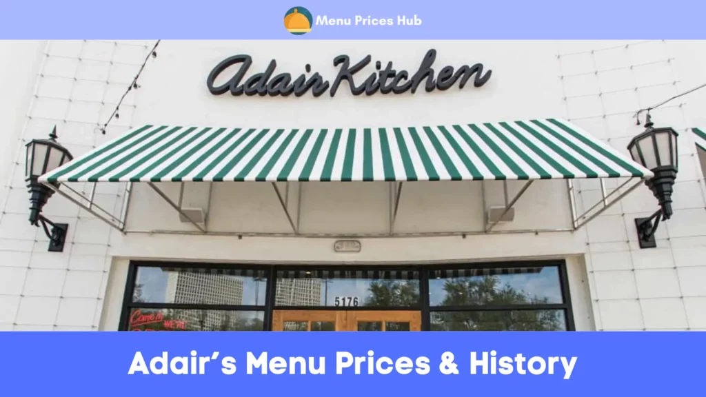 adairs menu prices history