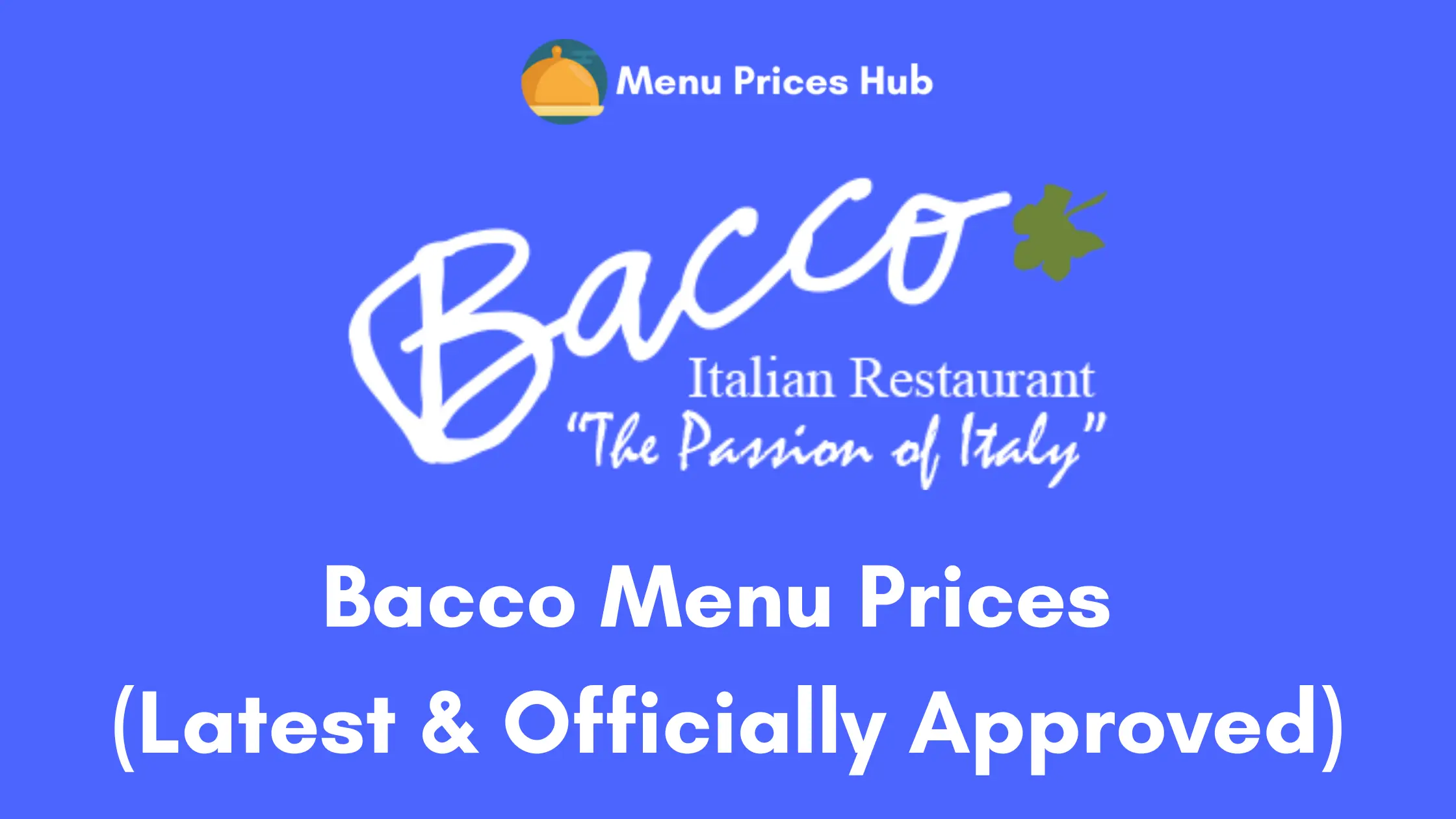 bacco menu prices